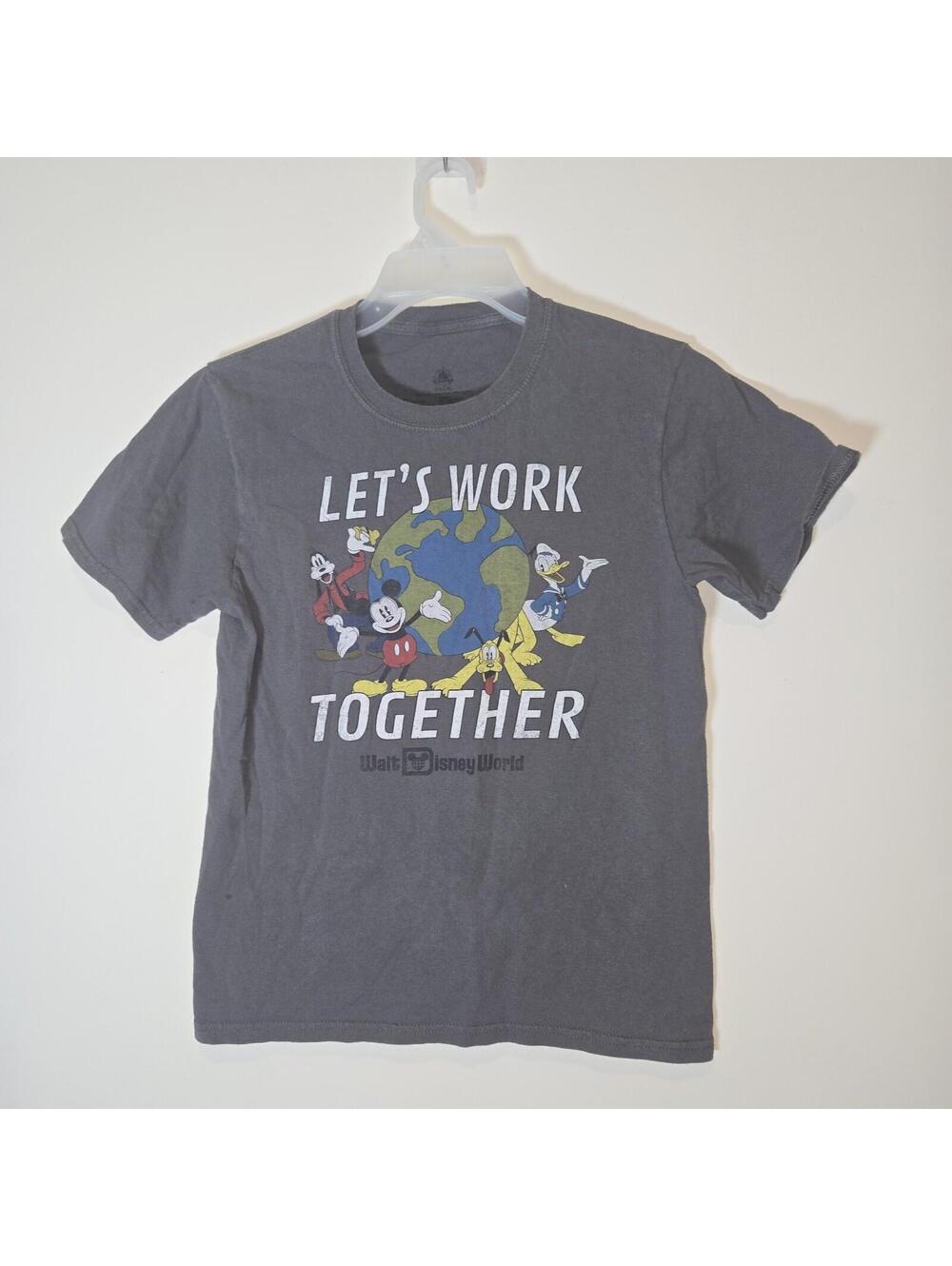 Disney Parks Earth Day Let’s Work Together Mickey Pluto T-Shirt Youth Large